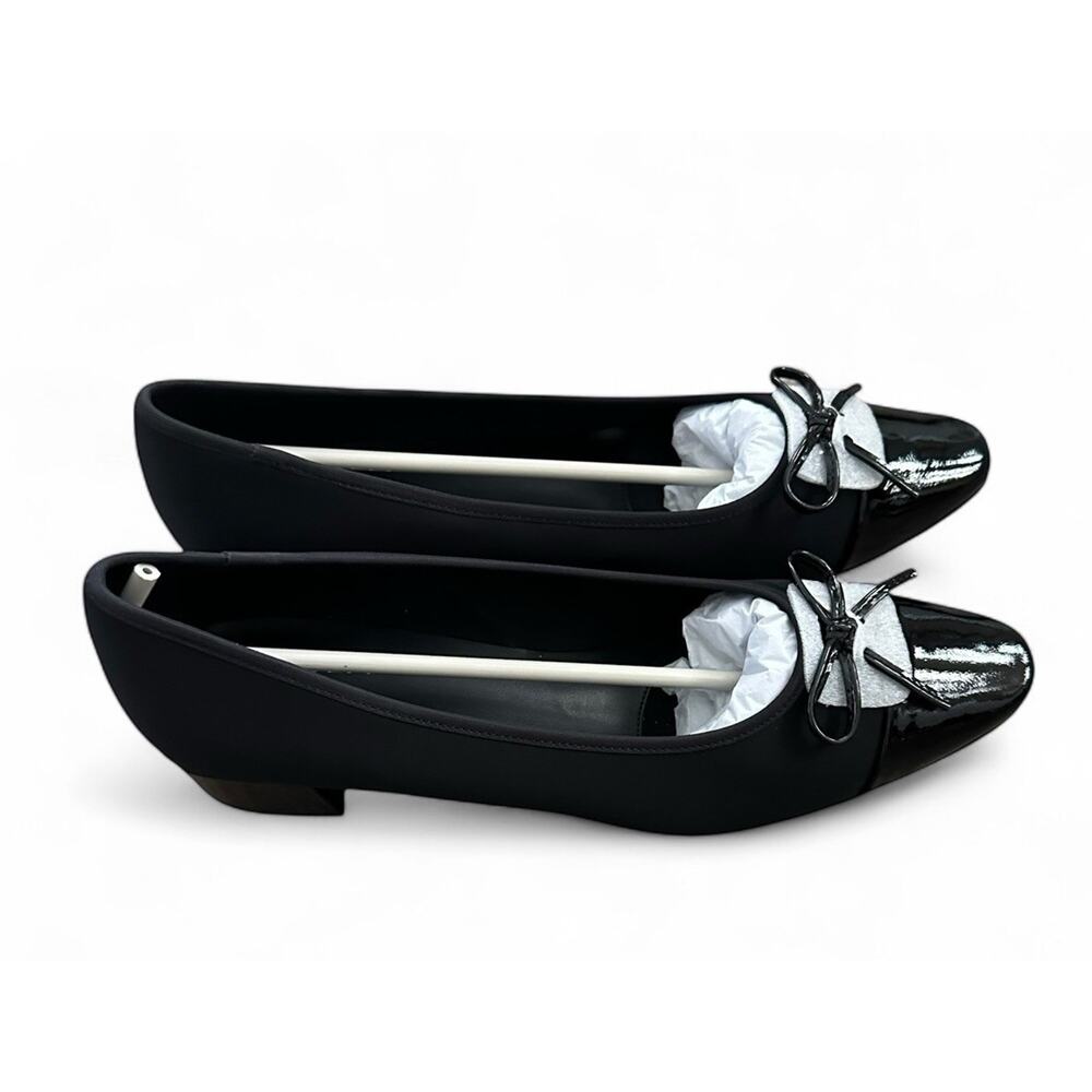Vaneli Alesya Patent Cap-Toe Pump W/Bow Black Women's Size 13